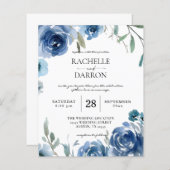 Papier Budget Dusty Blue & Blue Floral Mariage (Devant / Derrière)