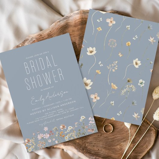 Papier Budget Dusty Blue Boho Fleur sauvage Fête des mari