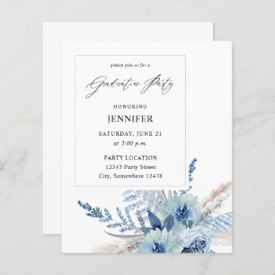 Papier Budget Dusty Blue Boho Floral Graduation Party