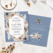 Papier Budget Dusty Blue Boho Mariage QR Code RSVP Invita