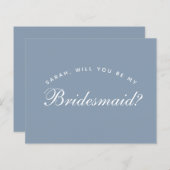 Papier Budget Dusty Blue Calligraphy Bridesmaid Propositi (Devant / Derrière)