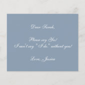 Papier Budget Dusty Blue Calligraphy Bridesmaid Propositi (Dos)