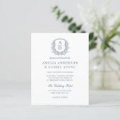 Papier Budget Dusty Blue Crest Monogramme Mariage QR Code (Debout devant)