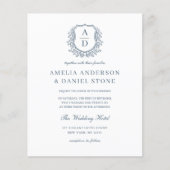Papier Budget Dusty Blue Crest Monogramme Mariage QR Code (Devant)