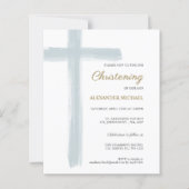 Papier Budget Dusty Blue Cross Boy Christening Baptism (Devant)