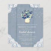 Papier Budget Dusty Blue dentelle nuptiale invitation dou (Devant / Derrière)
