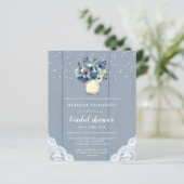 Papier Budget Dusty Blue dentelle nuptiale invitation dou (Debout devant)