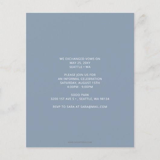 Papier Budget Dusty Blue Elopement Faire-part (Dos)