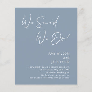Papier Budget Dusty Blue Elopement Faire-part