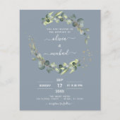 Papier Budget Dusty Blue Eucalyptus Invitations de mariag (Devant)