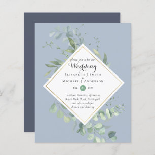 Papier Budget Dusty Blue Eucalyptus Mariage Invite