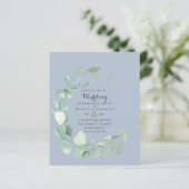 Papier Budget Dusty Blue Eucalyptus Mariage Invite (Debout devant)