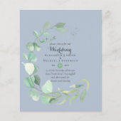 Papier Budget Dusty Blue Eucalyptus Mariage Invite (Devant)