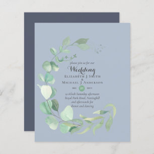 Papier Budget Dusty Blue Eucalyptus Mariage Invite