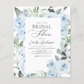 Papier Budget Dusty Blue Fête des mariées Floral Invitati (Devant)