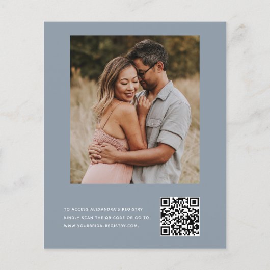 Papier Budget Dusty Blue Fête des mariées QR Code Eucalyp (Dos)