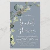 Papier Budget Dusty Blue Fête des mariées Rustic Invitati (Devant)