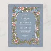 Papier Budget Dusty Blue Fleur sauvage Bird Pastel Mariag (Devant)