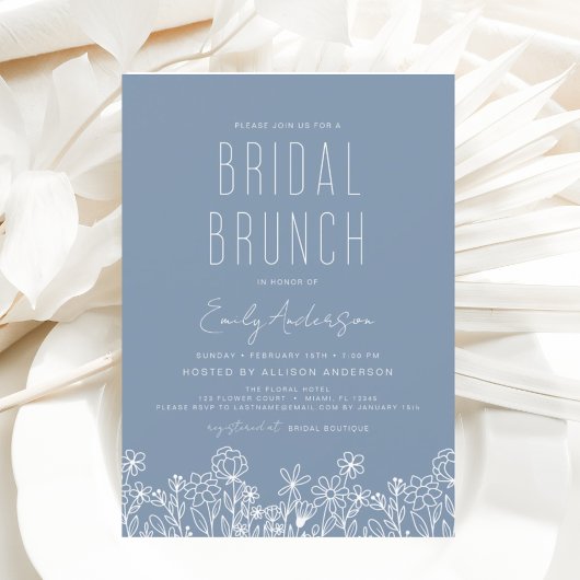 Papier Budget Dusty Blue Fleur sauvage Bridal Brunch Douc