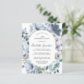 Papier Budget Dusty Blue Floral 18e anniversaire Invitati (Debout devant)