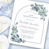 Papier Budget Dusty Blue Floral 19e anniversaire Invitati