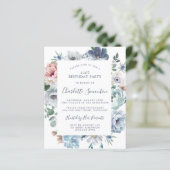 Papier Budget Dusty Blue Floral 21e anniversaire Invitati (Debout devant)