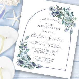 Papier Budget Dusty Blue Floral 30e anniversaire Invitati