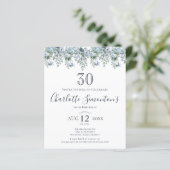 Papier Budget Dusty Blue Floral 30e anniversaire Invitati (Debout devant)