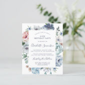 Papier Budget Dusty Blue Floral 60e anniversaire Invitati (Debout devant)