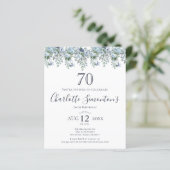 Papier Budget Dusty Blue Floral 70e anniversaire Invitati (Debout devant)