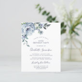 Papier Budget Dusty Blue Floral 90e anniversaire Invitati (Debout devant)