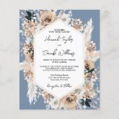 Papier Budget Dusty Blue Floral Boho Faire-part de mariag (Devant)