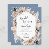 Papier Budget Dusty Blue Floral Boho Fête des mariées Inv (Devant / Derrière)