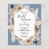 Papier Budget Dusty Blue Floral Boho Fête des mariées Inv (Devant)
