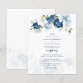 Papier Budget Dusty Blue Floral Botanical Wedding Invitat (Devant / Derrière)