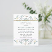 Papier Budget Dusty Blue Floral Bridal Shower Invitation (Debout devant)