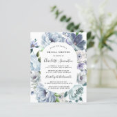 Papier Budget Dusty Blue Floral Bridal Shower Invitation (Debout devant)