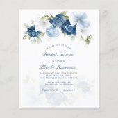 Papier Budget Dusty Blue Floral Bridal Shower Invitation (Devant)