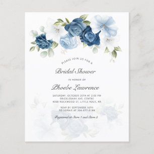 Papier Budget Dusty Blue Floral Bridal Shower Invitation