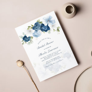 Papier Budget Dusty Blue Floral Bridal Shower Invitation