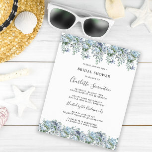Papier Budget Dusty Blue Floral Bridal Shower Invitation