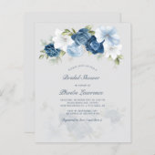 Papier Budget Dusty Blue Floral Bridal Shower Invitation (Devant / Derrière)