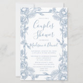 Papier Budget Dusty Blue Floral Couples Douche (Devant)