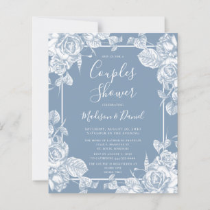 Papier Budget Dusty Blue Floral Couples Douche