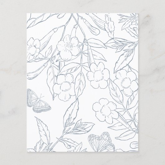 Papier Budget Dusty Blue Floral Crest Monogramme Invitati (Dos)