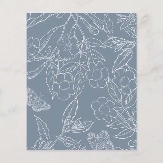Papier Budget Dusty Blue Floral Crest Monogramme Invitati (Dos)