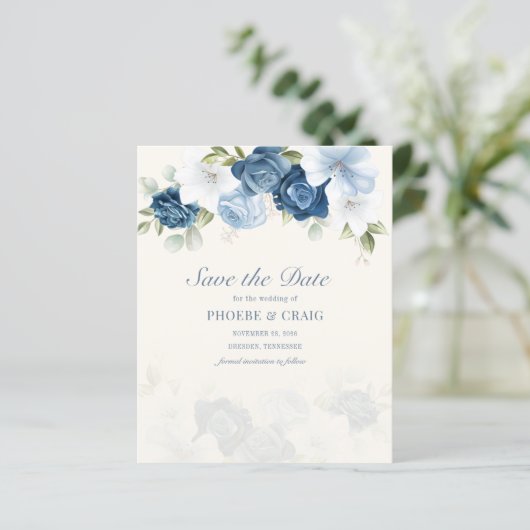 Papier Budget Dusty Blue Floral Eucalyptus Enregistrer La (Debout devant)