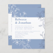 Papier Budget Dusty Blue Floral Faire-part de mariage (Devant / Derrière)