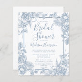 Papier Budget Dusty Blue Floral Fête des mariées (Devant / Derrière)