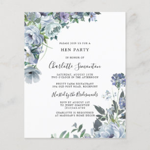 Papier Budget Dusty Blue Floral Hen Party Invitation